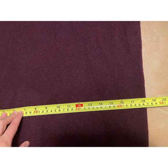 LOFT Maroon Burgundy Dark Red Double V-neck merino blend women's sweater size M - Picture 6 of 8